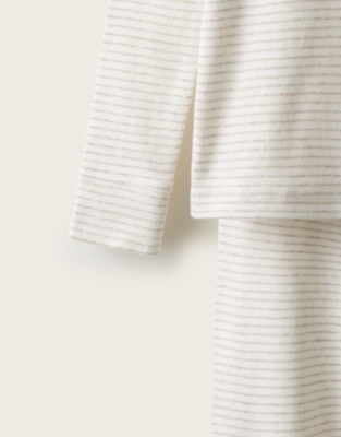Organic-Cotton Slim Fit Jingles Neutral Stripe Pyjamas (1–12yrs)