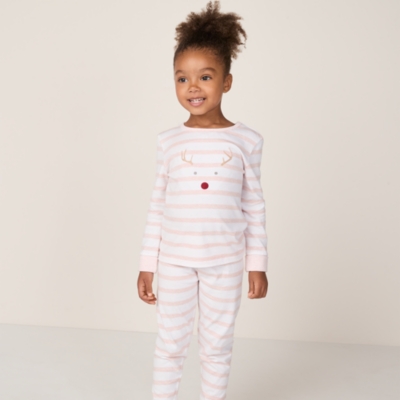 Organic Cotton Slim Fit Jingles Pink Stripe Pyjamas (2–12yrs)