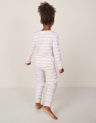 Organic Cotton Slim Fit Jingles Pink Stripe Pyjamas (2–12yrs)
