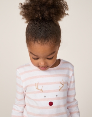 Organic Cotton Slim Fit Jingles Pink Stripe Pyjamas (2–12yrs)