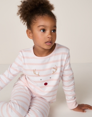 Organic Cotton Slim Fit Jingles Pink Stripe Pyjamas (2–12yrs)