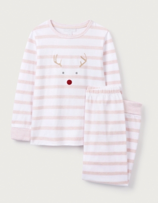 Organic Cotton Slim Fit Jingles Pink Stripe Pyjamas (2–12yrs)