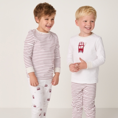 Organic Cotton Slim Fit London & Stripe Pyjamas – Set of 2 (2–12yrs)