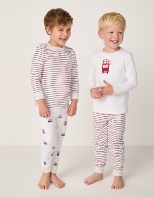 Organic Cotton Slim Fit London & Stripe Pyjamas – Set of 2 (2–12yrs)