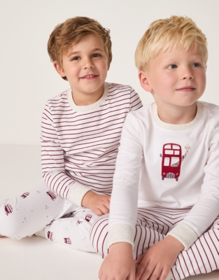 Organic Cotton Slim Fit London & Stripe Pyjamas – Set of 2 (2–12yrs)
