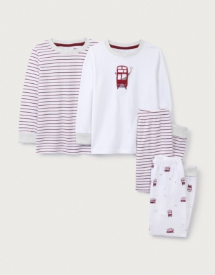 Organic Cotton Slim Fit London & Stripe Pyjamas – Set of 2 (2–12yrs)