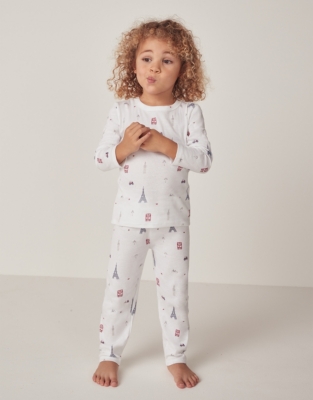 Organic Cotton Slim Fit London To Paris Print Pyjamas (1–12yrs)