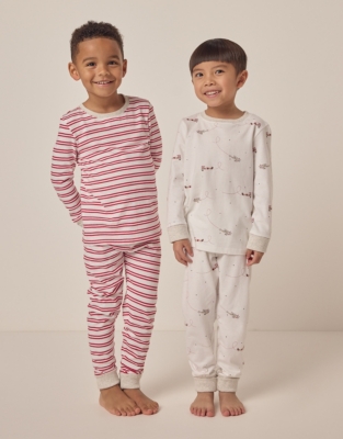 Organic Cotton Slim Fit Plane & Striped Pyjamas – Set of 2 (1–12yrs)