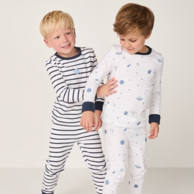 Organic Cotton Slim Fit Space & Stripe Pyjamas – Set of 2 (2–12yrs)