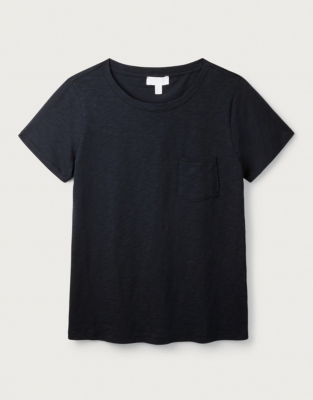 Organic Cotton Slub Crew Neck T-Shirt - Navy