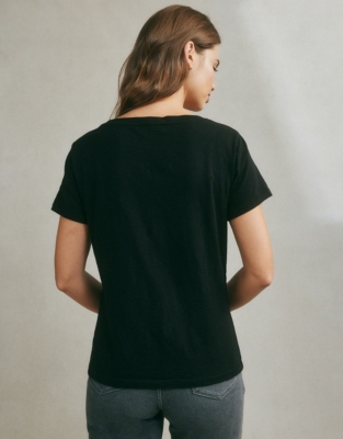 Organic Cotton Slub Crew Neck T-Shirt - Black