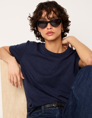 Organic Cotton Slub Jersey Crew Neck T-Shirt