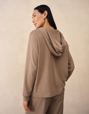 Organic Cotton Slub Lightweight Hoodie - Hot Chocolate