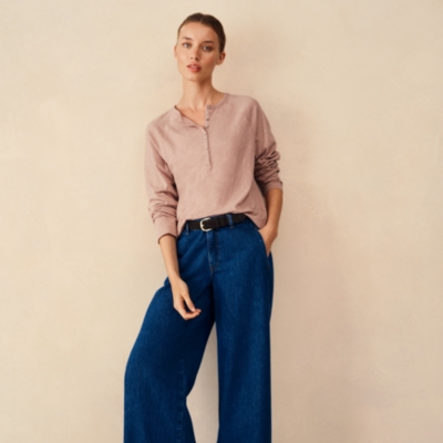 Organic Cotton Slub Relaxed Henley Top