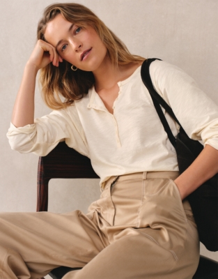 Organic Cotton Slub Relaxed Henley Top