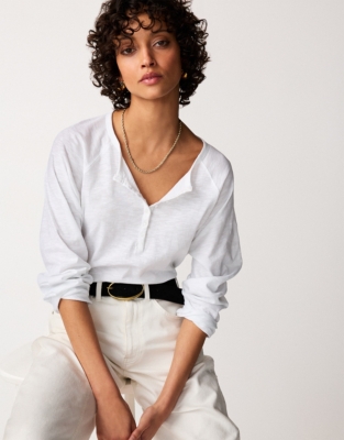 Organic Cotton Slub Relaxed Henley Top