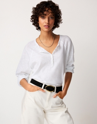 Organic Cotton Slub Relaxed Henley Top