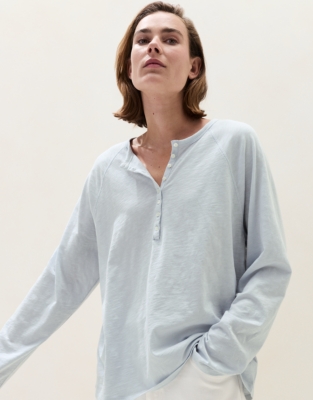 Organic Cotton Slub Relaxed Henley Top