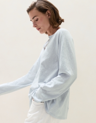 Organic Cotton Slub Relaxed Henley Top