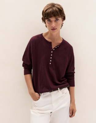 Organic Cotton Slub Relaxed Henley Top