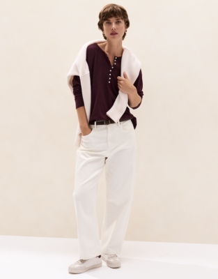 Organic Cotton Slub Relaxed Henley Top