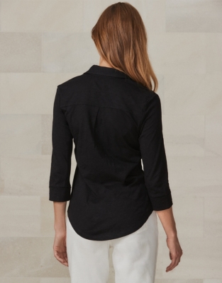 Organic Cotton Slub Rib Jersey Shirt - Black