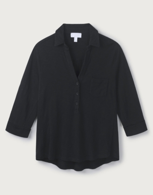 Organic Cotton Slub Rib Jersey Shirt - Black
