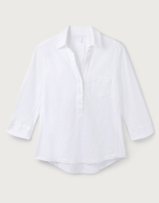 Organic Cotton Slub Rib Jersey Shirt - White