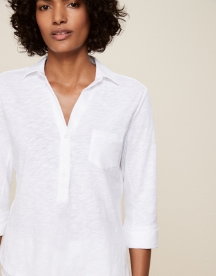 Organic Cotton Slub Rib Jersey Shirt | Tops & T-Shirts | The White ...
