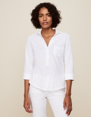 Organic Cotton Slub Rib Jersey Shirt - White