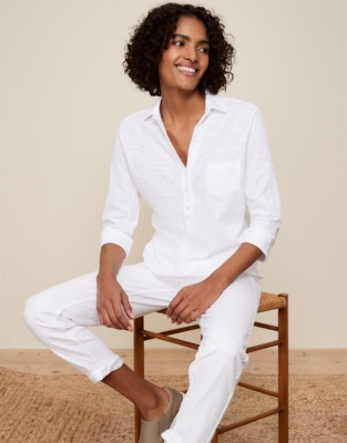 Organic Cotton Slub Rib Jersey Shirt - White