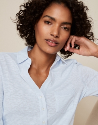 Organic Cotton Slub Rib Jersey Shirt Clothing Sale The White Company UK