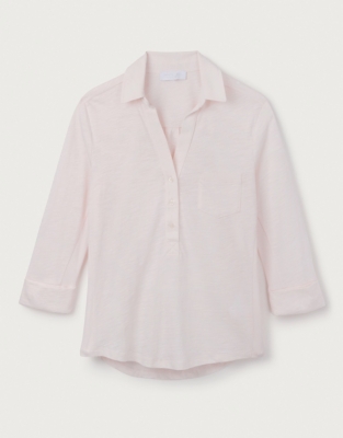 Organic Cotton Slub Rib Jersey Shirt - Chalk Pink