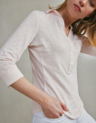 Organic Cotton Slub Rib Jersey Shirt - Chalk Pink