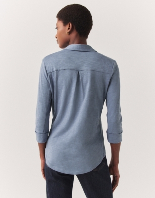 Organic Cotton Slub Rib Jersey Shirt - Cornflower