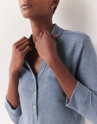 Organic Cotton Slub Rib Jersey Shirt - Cornflower