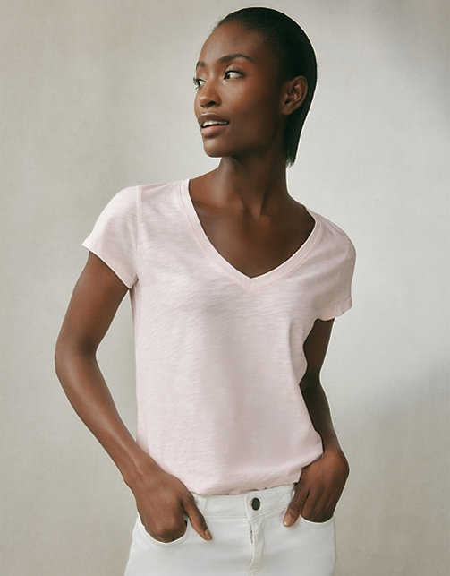 udstilling gennemse blik Organic Cotton Slub V-Neck T-Shirt | Tops & Blouses | The White Company US