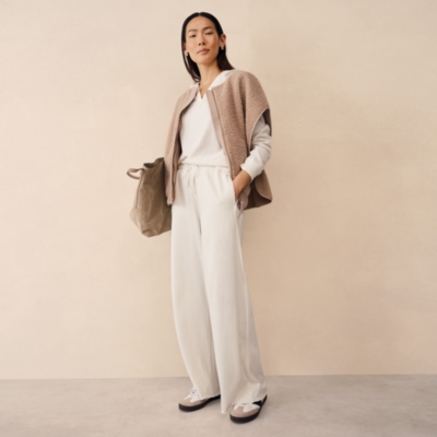 Organic Cotton Slub Wide Leg Trousers