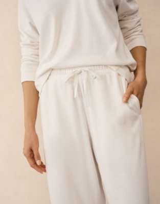 Organic Cotton Slub Wide Leg Trousers - Lait