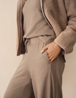 Organic Cotton Slub Wide Leg Trousers - Hot Chocolate