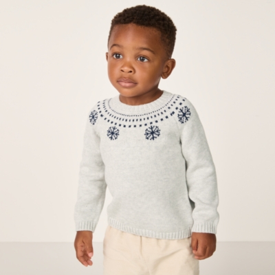 Organic Cotton Snowflake Fair Isle Jumper (0–4yrs)