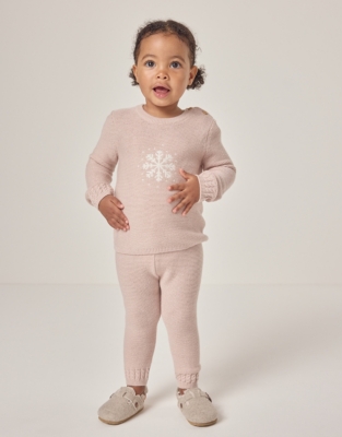 Organic Cotton Snowflake Jumper & Leggings Set (0–18mths)