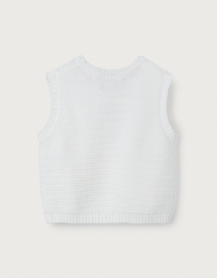 Organic Cotton Snowman Knitted Tank Top (0–24mths)