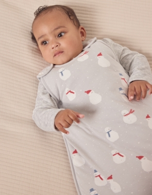 Organic Cotton Snowman Sleeping Bag – 2.5 Tog