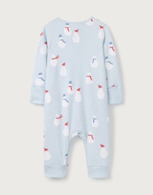 Organic Cotton Snowman Zip Sleepsuit (0–24mths)