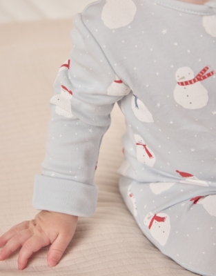 Organic Cotton Snowman Zip Sleepsuit (0–24mths)