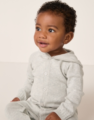 Organic Cotton Snowy Knitted Romper (0–24mths)