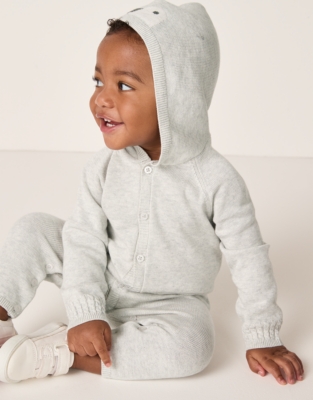 Organic Cotton Snowy Knitted Romper (0–24mths)