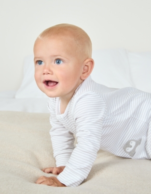 Organic Cotton Snowy Penguin Pocket Zip Sleepsuit (0–24mths)