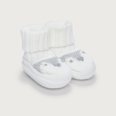 Organic Cotton Snowy Penguin Pram Booties (0–12mths)